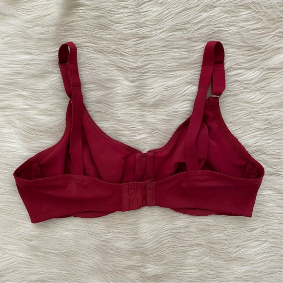 Olga Dark Red Lace Gentle Luxury Lift Bra 42D - Picture 6 of 11